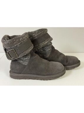 UGG Australia Cambridge Boots Belted Women’s Size 6 Grey Suede Metallic